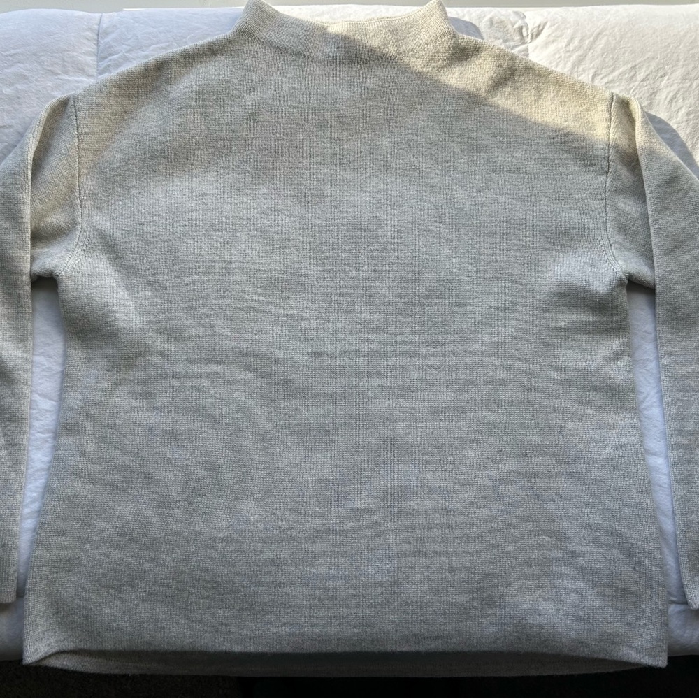ADAY Women's Wing It Heathered Cream & Gray Mock Turtleneck Sweater